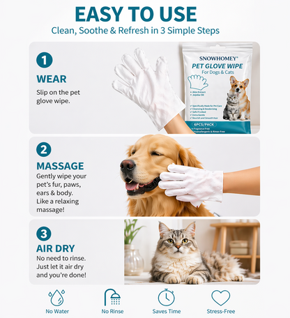 SNOWHOMEY®Hypoallergenic Pet Cleaning Glove Wipes (Unscented)