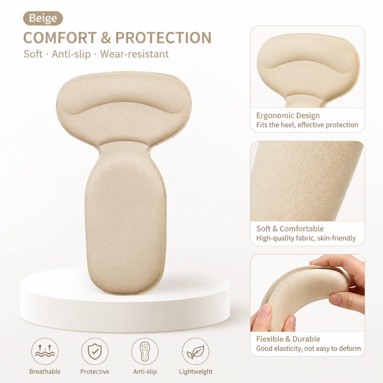 Anti-slip Heel Liners Soft Cushion Heel Protector Pads for Women Men Shoes