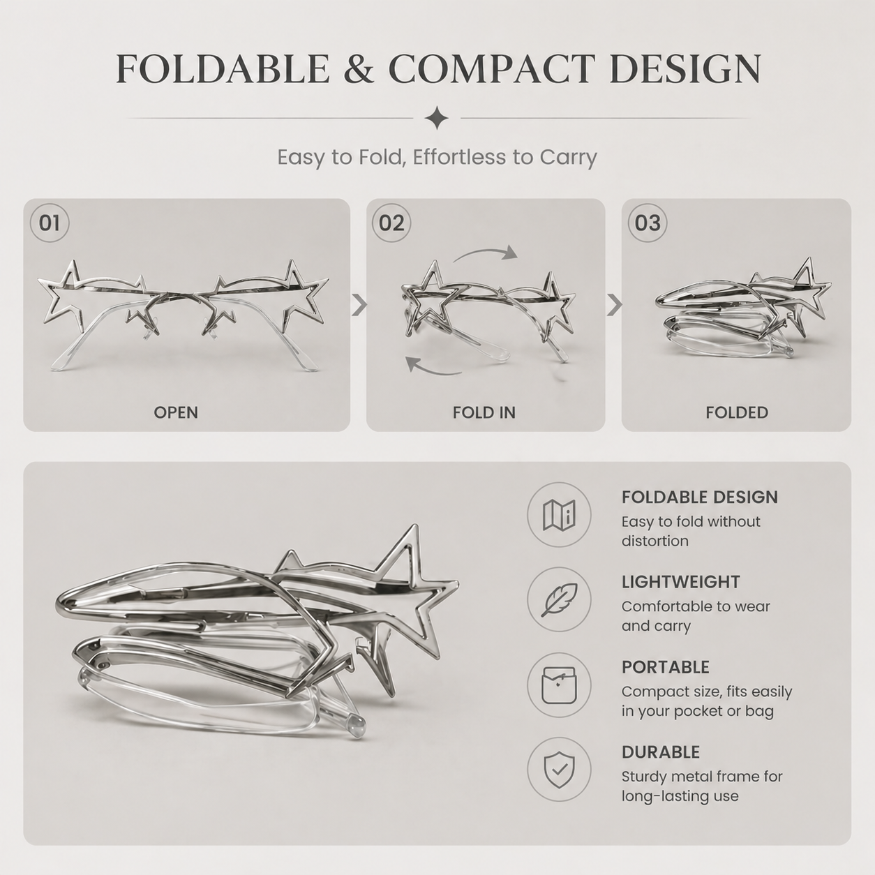 2026 Latest Trend Foldable Fashion Glasses.