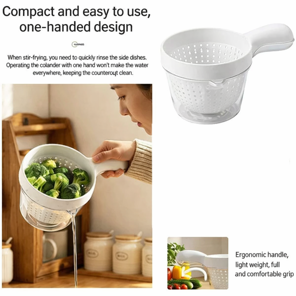 🔥TODAY ONLY: Exclusive Offer!!!👑High-Gloss Transparent Shell,2-in-1 Strainer Serving Bowl