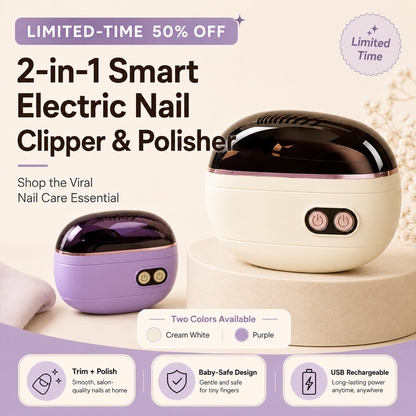 2-in-1 Electric Nail Clipper & Polisher with LED Light & Nail Catcher