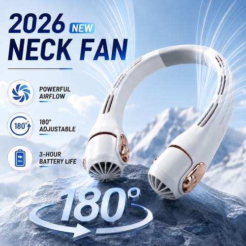 2026 Upgraded Neck Cooling Fan – Hands-Free, Ultra-Quiet & 180° Adjustable