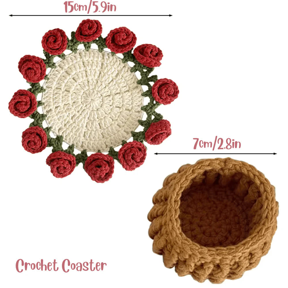 🔥 Buy 1 Get 1 Free 🌹 Woven With Love,Handcrafted Floral Coaster.