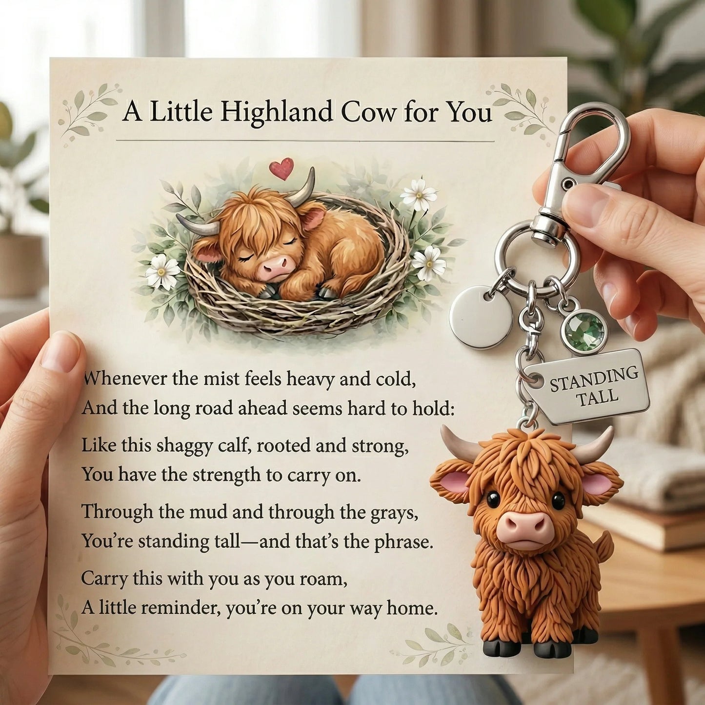 🐮A Little Highland Cow For You Keychain: Your Daily
