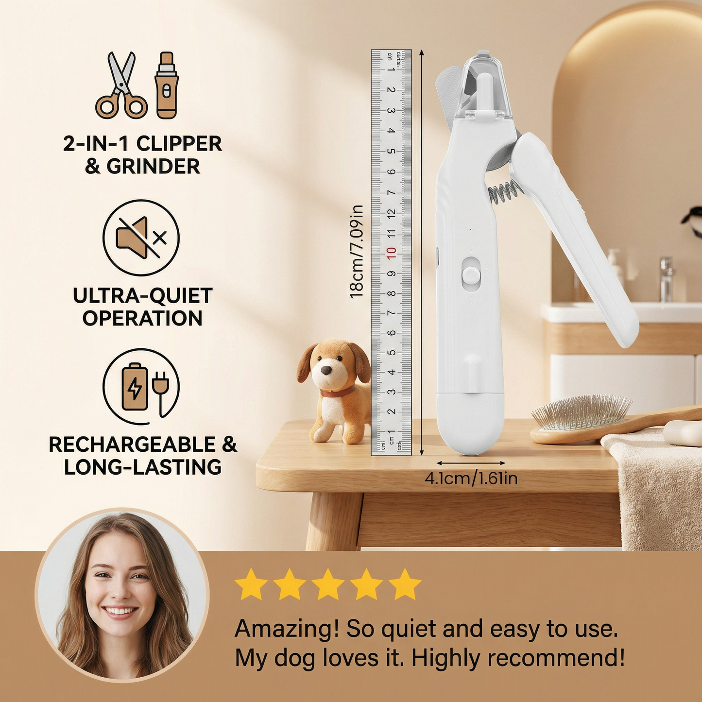 Pro LED Silent Dog Nail Grinder - No Pain, No Stress