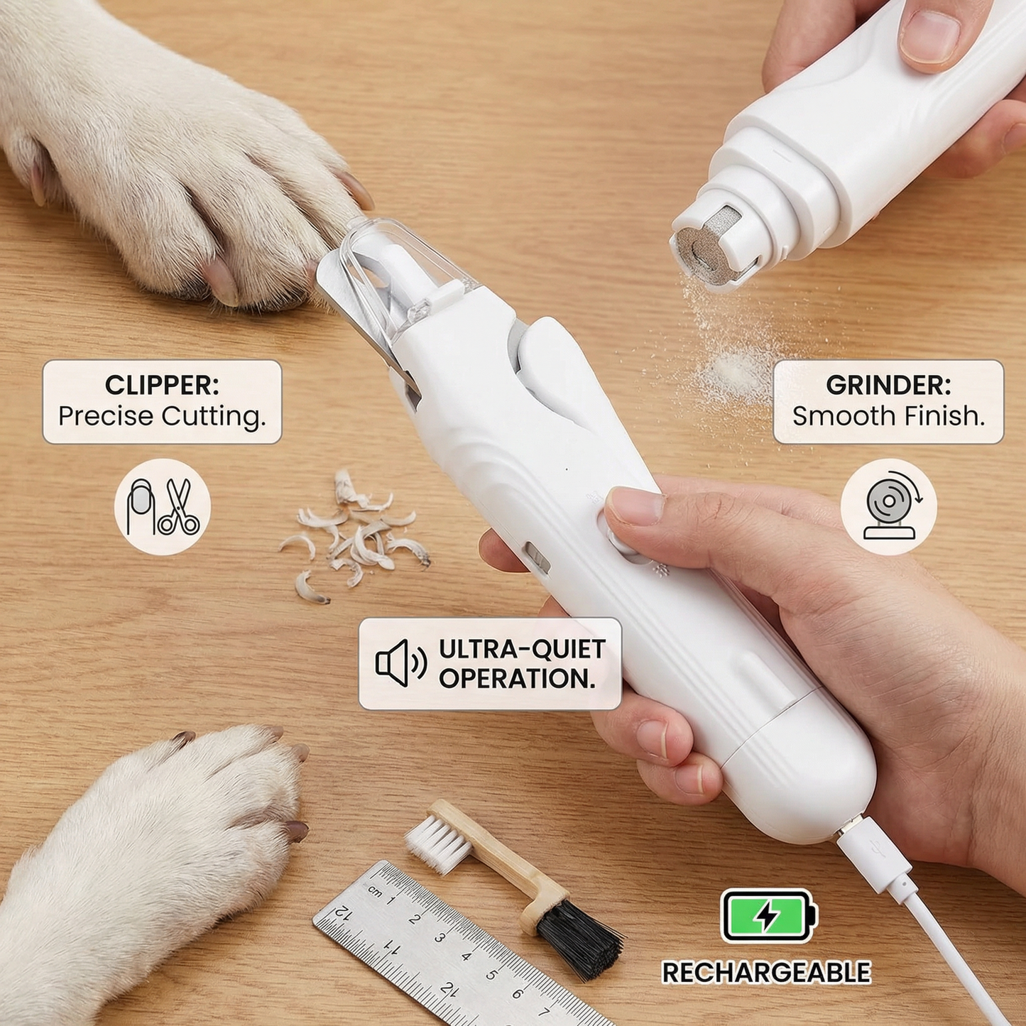 Pro LED Silent Dog Nail Grinder - No Pain, No Stress