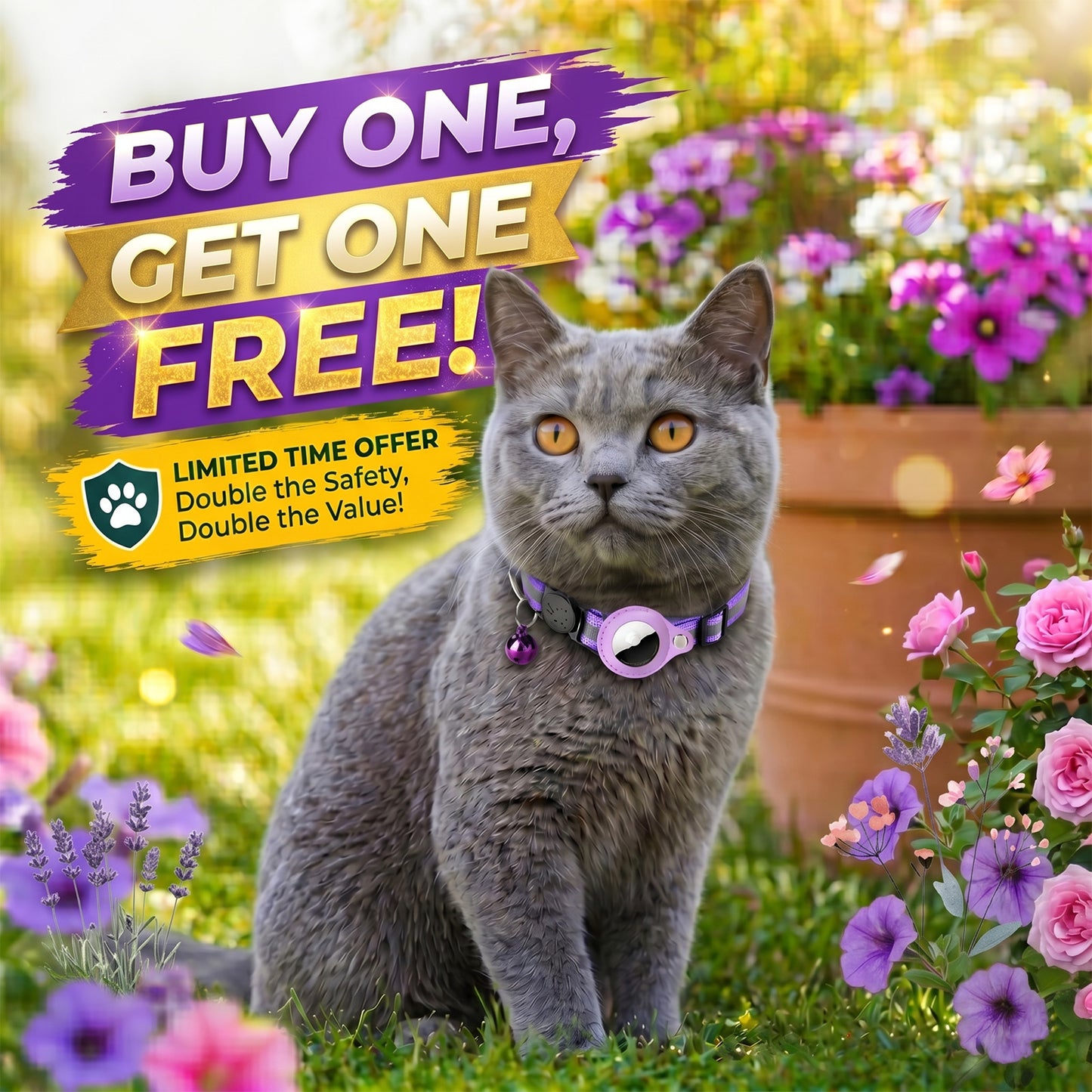 🎁Buy one get one free🐱 Reflective AirTag Cat Collar for Ultimate Pet Protection 🐾
