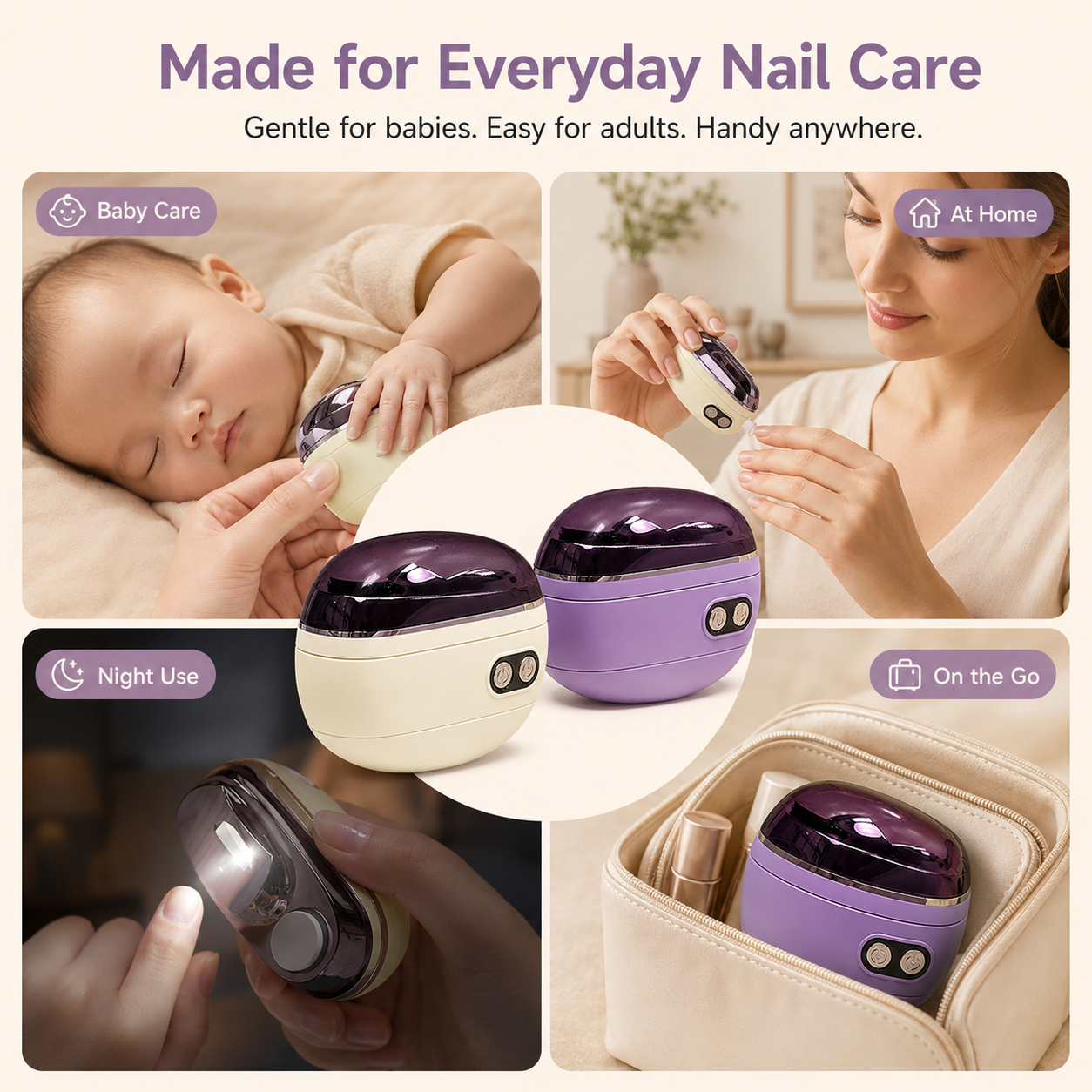 2-in-1 Electric Nail Clipper & Polisher with LED Light & Nail Catcher