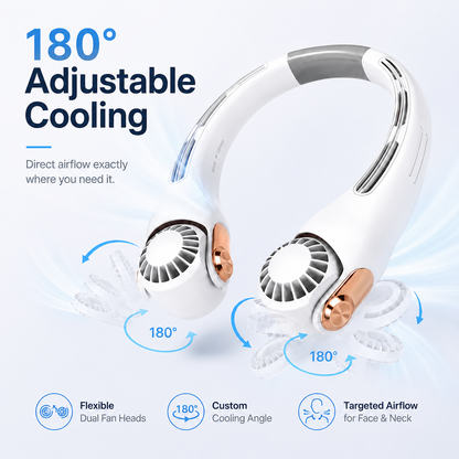 2026 Upgraded Neck Cooling Fan – Hands-Free, Ultra-Quiet & 180° Adjustable