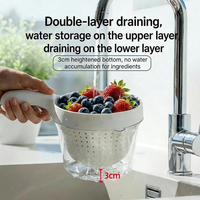 🔥TODAY ONLY: Exclusive Offer!!!👑High-Gloss Transparent Shell,2-in-1 Strainer Serving Bowl