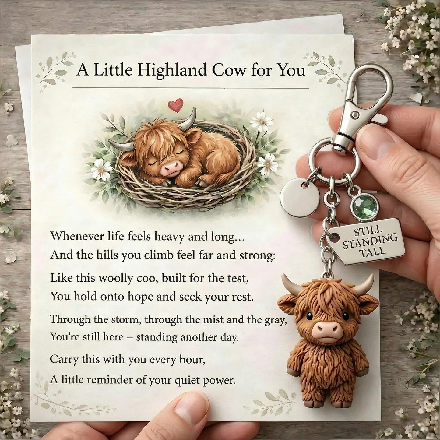 🐮A Little Highland Cow For You Keychain: Your Daily