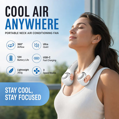 2026 Upgraded Neck Cooling Fan – Ultra-Quiet 360° Adjustable Hands-Free Wearable Fan