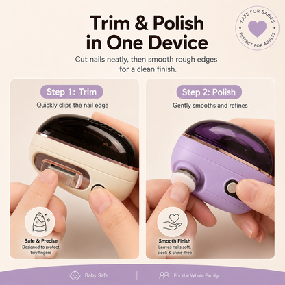 2-in-1 Electric Nail Clipper & Polisher with LED Light & Nail Catcher