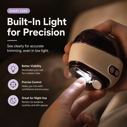 2-in-1 Electric Nail Clipper & Polisher with LED Light & Nail Catcher