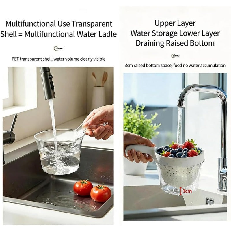 🔥TODAY ONLY: Exclusive Offer!!!👑High-Gloss Transparent Shell,2-in-1 Strainer Serving Bowl