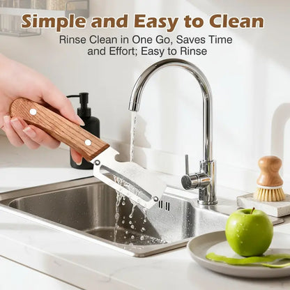 Multi-Functional Stainless Steel Vegetable & Fruit Peeler with Wooden Handle and Bottle Opener