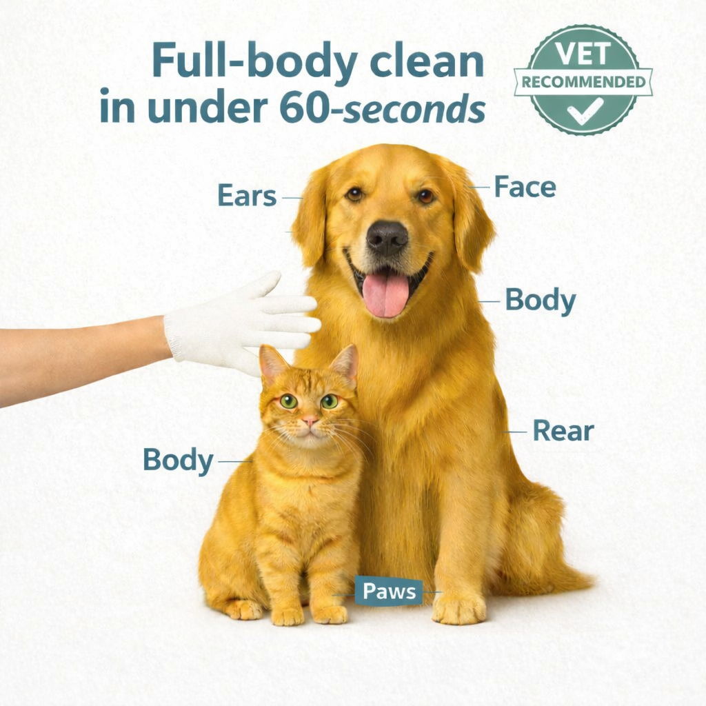 SNOWHOMEY®Hypoallergenic Pet Cleaning Glove Wipes (Unscented)