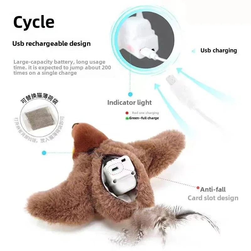 🐾Flying Bird Cat Toy – Touch-Activated, Squeaky & Catnip-Infused✨