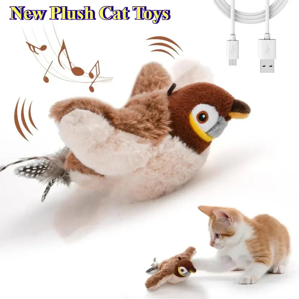 🐾Flying Bird Cat Toy – Touch-Activated, Squeaky & Catnip-Infused✨