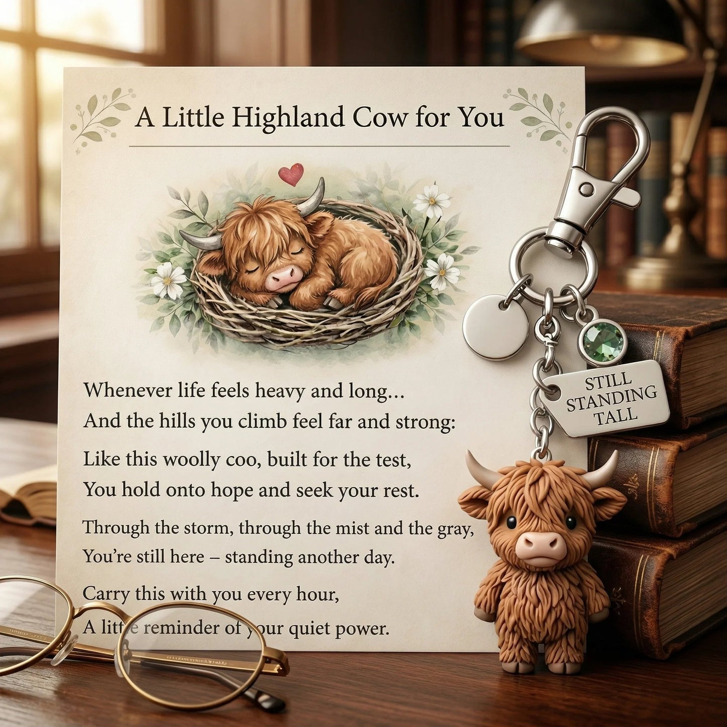 🐮A Little Highland Cow For You Keychain: Your Daily