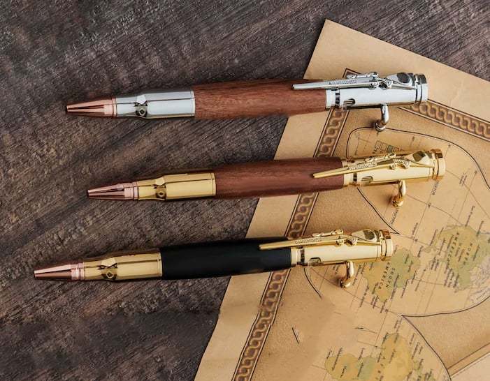 🖊 Bolt Action Wooden Bullet Pen | Crafted From Real Wood & Bullet Casing