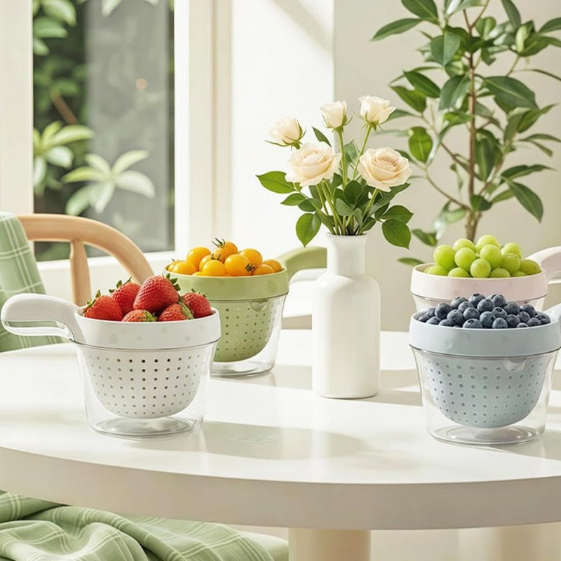 🔥TODAY ONLY: Exclusive Offer!!!👑High-Gloss Transparent Shell,2-in-1 Strainer Serving Bowl