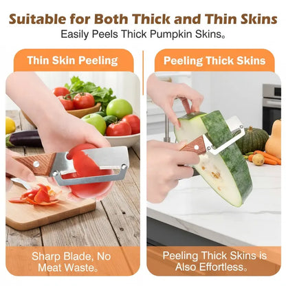 Multi-Functional Stainless Steel Vegetable & Fruit Peeler with Wooden Handle and Bottle Opener