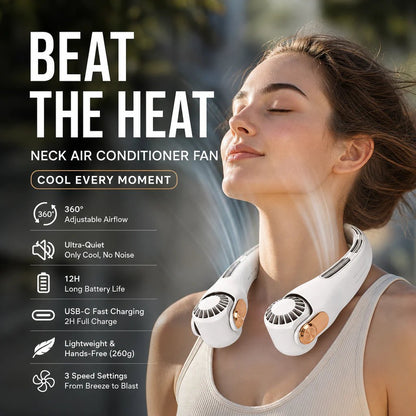 2026 Upgraded Neck Cooling Fan – Ultra-Quiet 360° Adjustable Hands-Free Wearable Fan