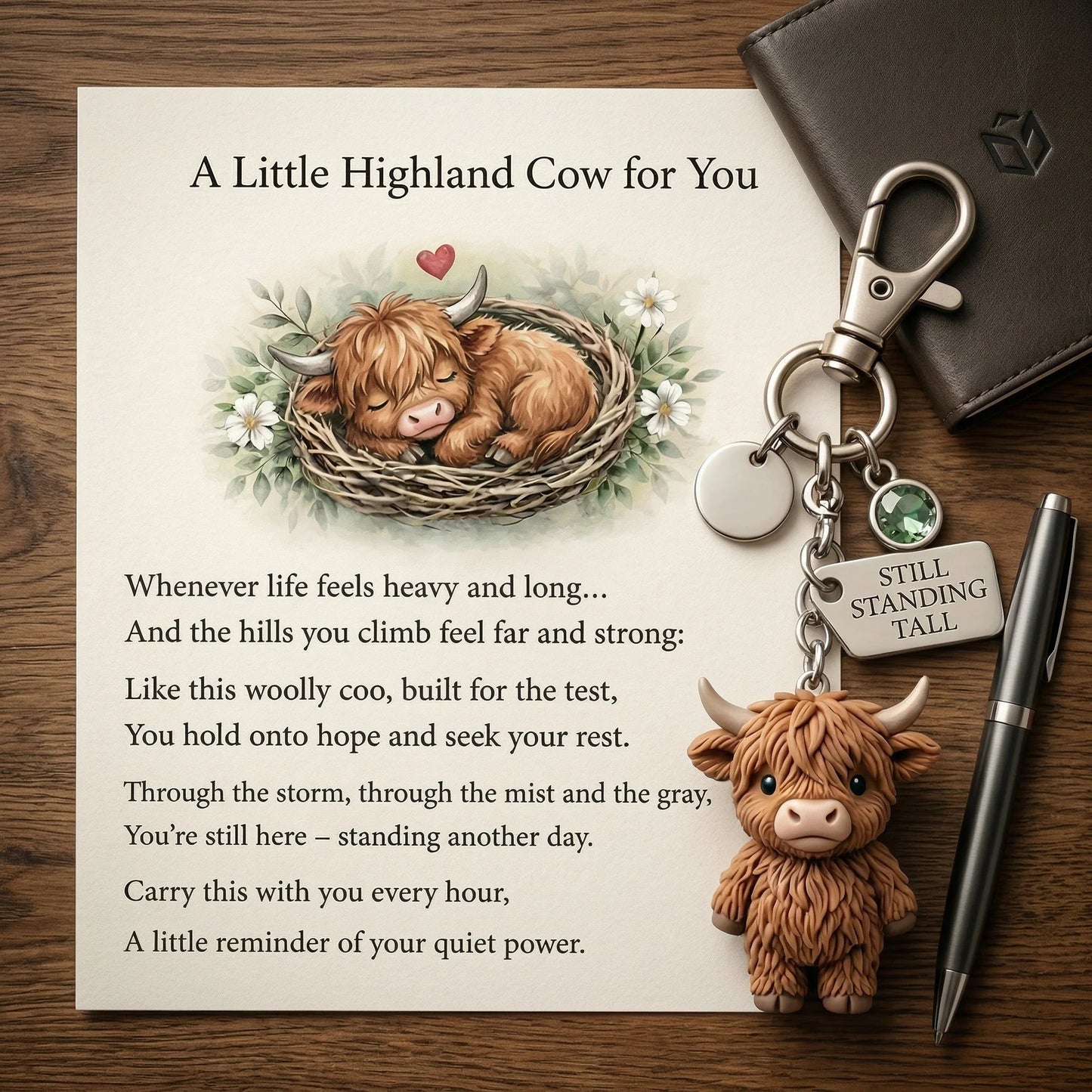 🐮A Little Highland Cow For You Keychain: Your Daily