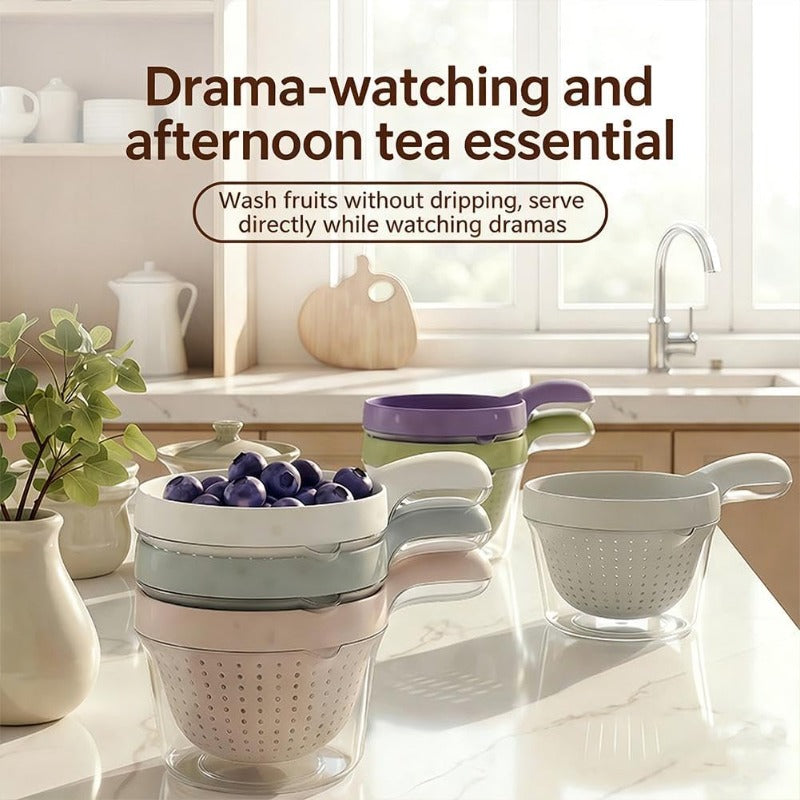 🔥TODAY ONLY: Exclusive Offer!!!👑High-Gloss Transparent Shell,2-in-1 Strainer Serving Bowl